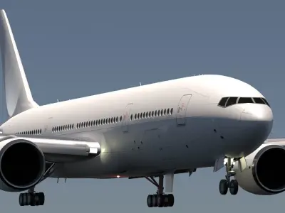 ANIMATED Boeing 777-200ER - Blank Livery 3D model