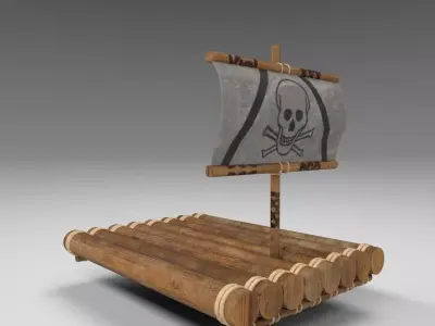 boat of whood Low-poly 3D model
