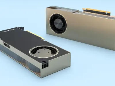 High-End RTX A6000 GDDR6 Graphics Card Gold 3D model