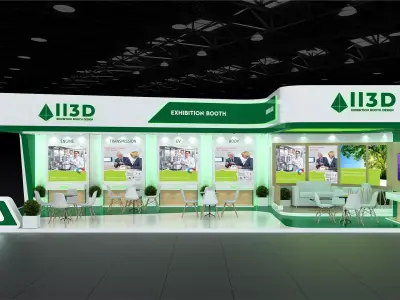 Exhibition Stand Stall Two Side Open 12X6 3D model