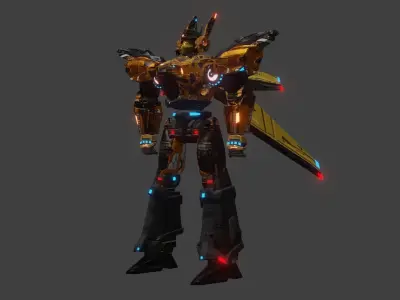 sci-fi robot humanoid Low-poly 3D model