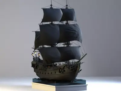 Galleon Black Pearl Sailing Pirates 3D model