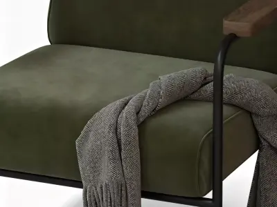 Modern Metal Frame Lounge Armchair Fabric Leisure Chair 3D Model 3D model