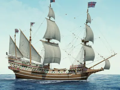 English Galleon HMS Revenge 1577 3D model