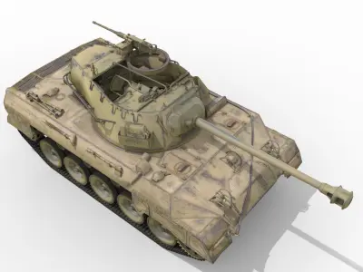 Battle Tank M18 Hellcat Low-poly 3D model