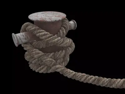 large rope and dock support 01 3D model