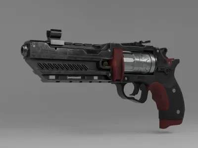 Gun revolver  Low-poly 3D model