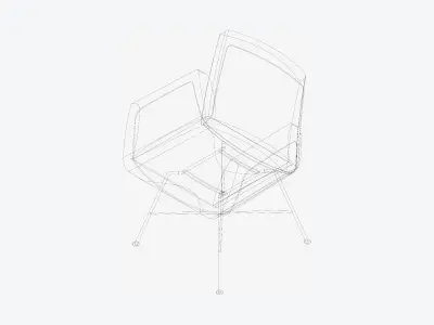 Furniture - Chair - Contemporary - Feet Wire Frame Low-poly 3D model