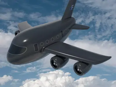 Cartoon Airplane - Prop Plane for Games and Animation Low-poly 3D model