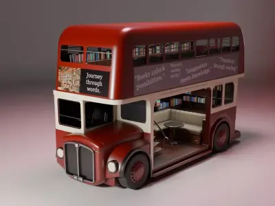 The Bookliner Rolling Library Express Mobile Library Low-poly 3D model