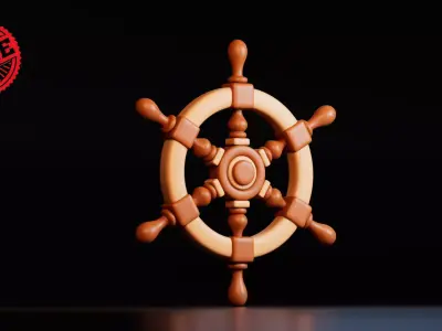 Free Stylized Ship Wheel Free low-poly 3D model