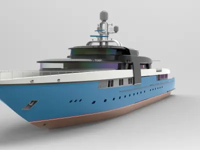 Yacht Roxette with helicopter 3D model