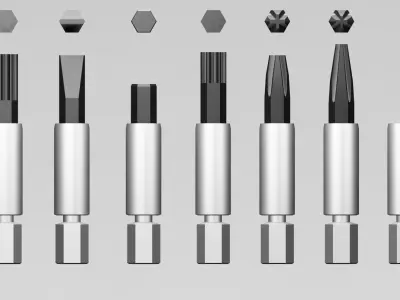 Screwdriver tops  set Low-poly 3D model