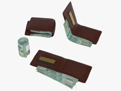 Lebanese 100000 Livres Wallet Money Purse 3D model