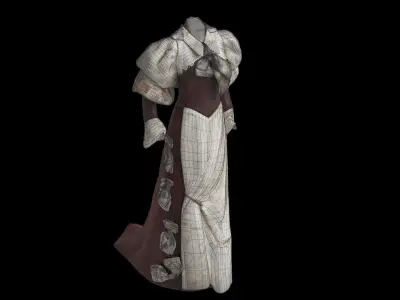 Mary King Scrimgeour Embellished Velvet And Satin Gown 3D model