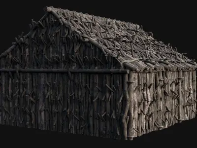 PRIMITIVE STICK HUTS SHELTER COTTAGE HOUSE PRIMAL COLLECTION AAA Low-poly 3D model