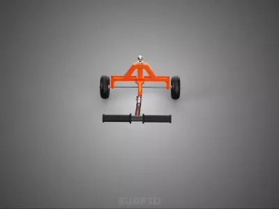 DUAL 2 WHEELS TRAILER CART HAND DOLLY JACK MOVING TOW BALL HITCH 3D model