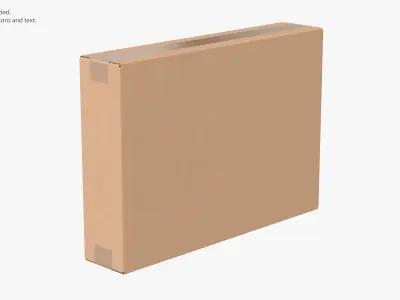 Cardboard Box 50x10x35 Closed 3D model