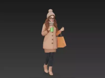 Black Friday Woman 3D Model with Shopping Bag 3D print model