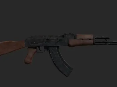 AK-47 rifle Low-poly 3D model 2