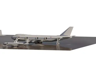  1970s Boeing 747-100 Airbus A300 Caravelle and Concorde 3D model