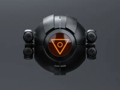 Spherical drone Low-poly 3D model
