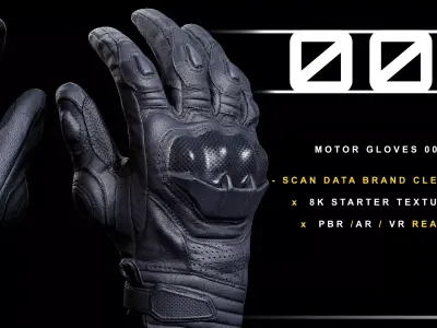Motor Gloves 001 Low-poly 3D model