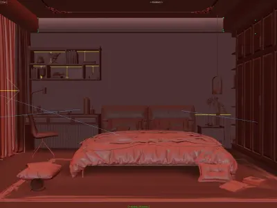 Cozy Bedroom Interior Scene  3D model purchase