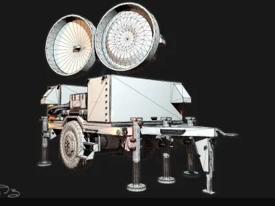 Low Poly PBR Sentinel Radar - HPIR Low-poly 3D model