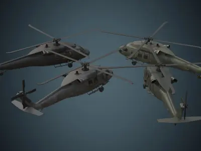 Military Helicopter 1B Low-poly 3D model