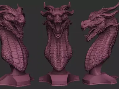 Dragon Head 02 low reolution Free 3D print model