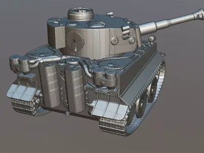 German Tiger I Tank Toon Low-poly 3D model
