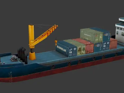 Cargo Ship - low poly Low-poly 3D model