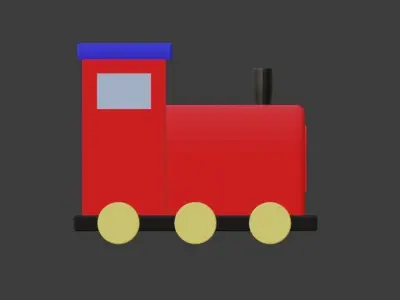 Wooden Toy Train Low-poly 3D model shop