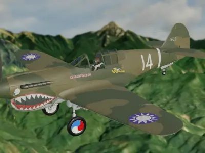 P-40 The Flying Tigers  China war zone in WWII 3D model