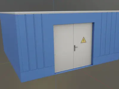 Power Storage Container Blue Low-poly 3D model