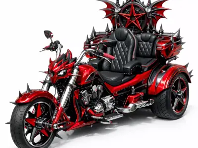 Luxury Gothic Devil Throne Trike Motorcycle 3D model