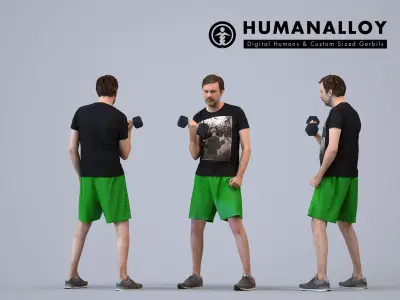 00107Floris009 - Adult Caucasian man exercising in athletic 3D model