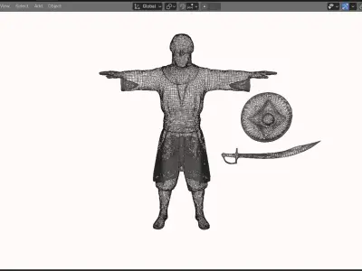 Realistic Arabian Desert Warrior 3D Model  Rigged  Game Ready Low-poly 3D model 3