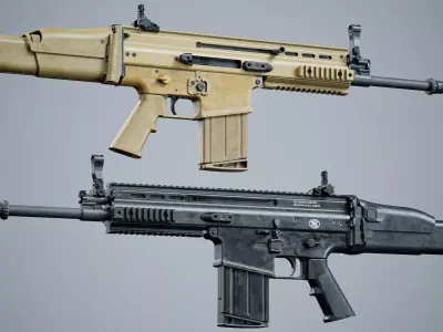 MK 17 FN SCAR-H modular Low-poly 3D model