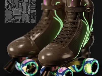 Futuristic Quad Roller Skate 3D model