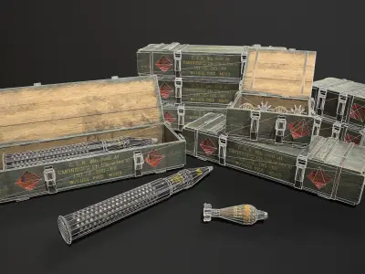Ammo Box Set Low-poly 3D model
