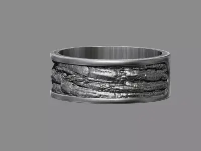 Tree Bark Ring - Organic Jewelry v2 3D print model