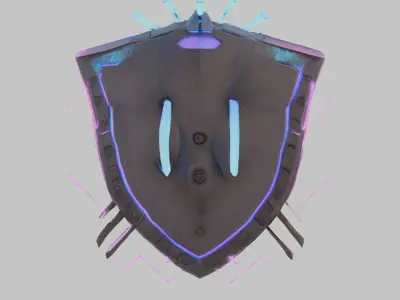 Neon Cyber Lion Low-poly 3D model