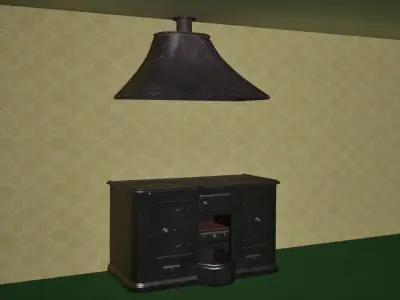 Victorian Kitchen Stove With Vent Low-poly 3D model