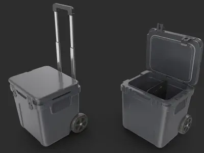 Wheeled Cooler With Retractable Handle 3D Model 