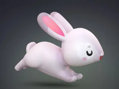 Cartoon Rabbit Bunny 2 3D model