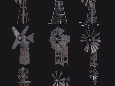 POST APO IMPROVISED WINDMILL WIND TURBINE GENERATOR SURVIVAL Low-poly 3D model