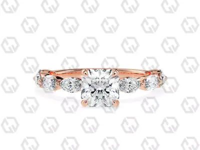 Ring 90 Radiant Shape marquise on shanks with Gems 3D print model
