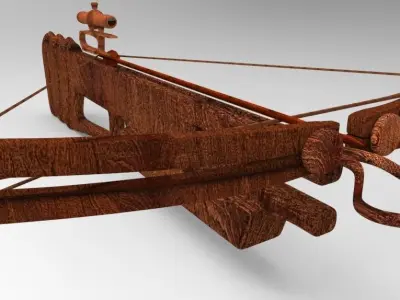 Wooden Crossbow Low-poly 3D model